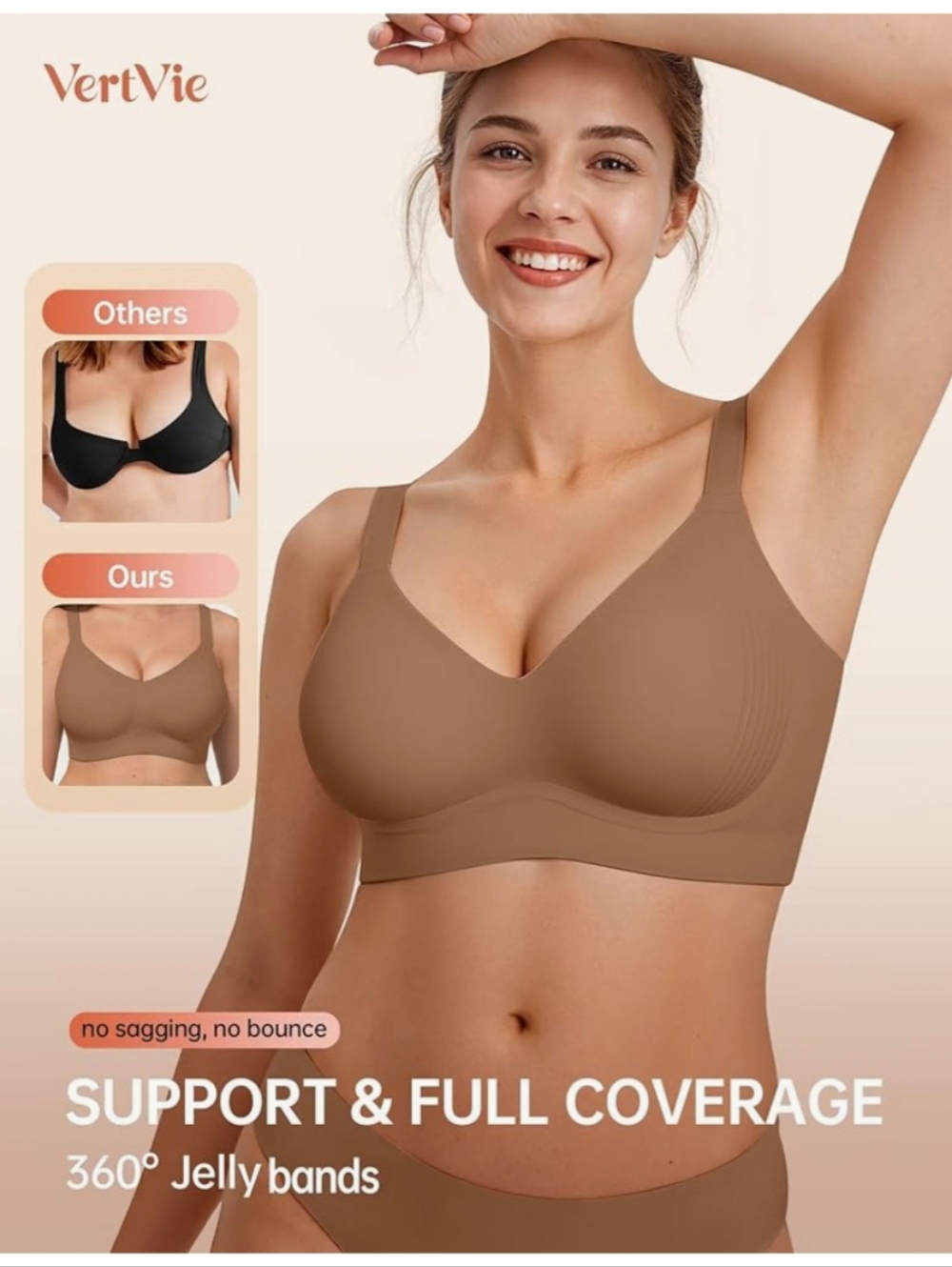 VertVie Smoothing Wireless Seamless Bra Size L